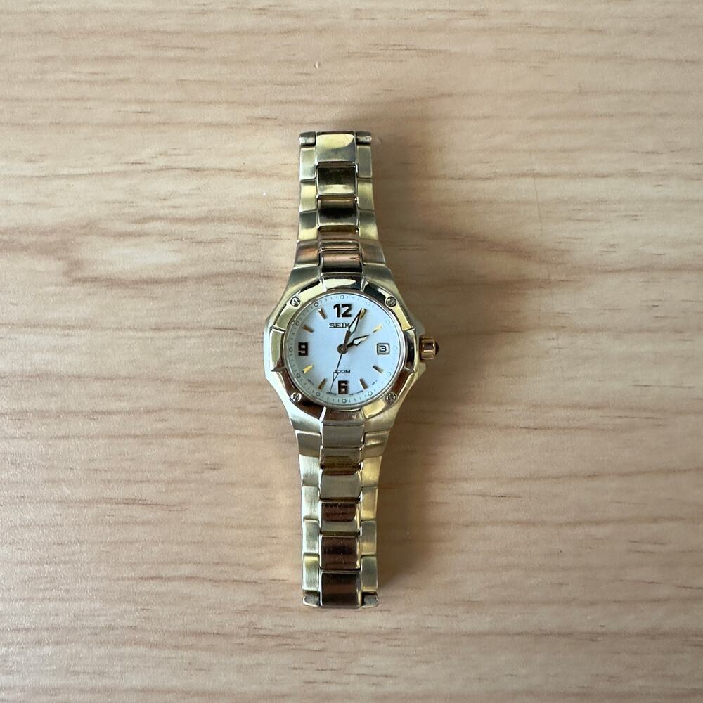 Seiko Le Grand Sport Gold Tone Watch White